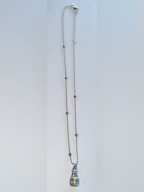 LAGOS 18k and .925 Peridot Caviar Pendant with 18” Silver Chain, HARDLY WORN!